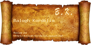 Balogh Kordélia névjegykártya
